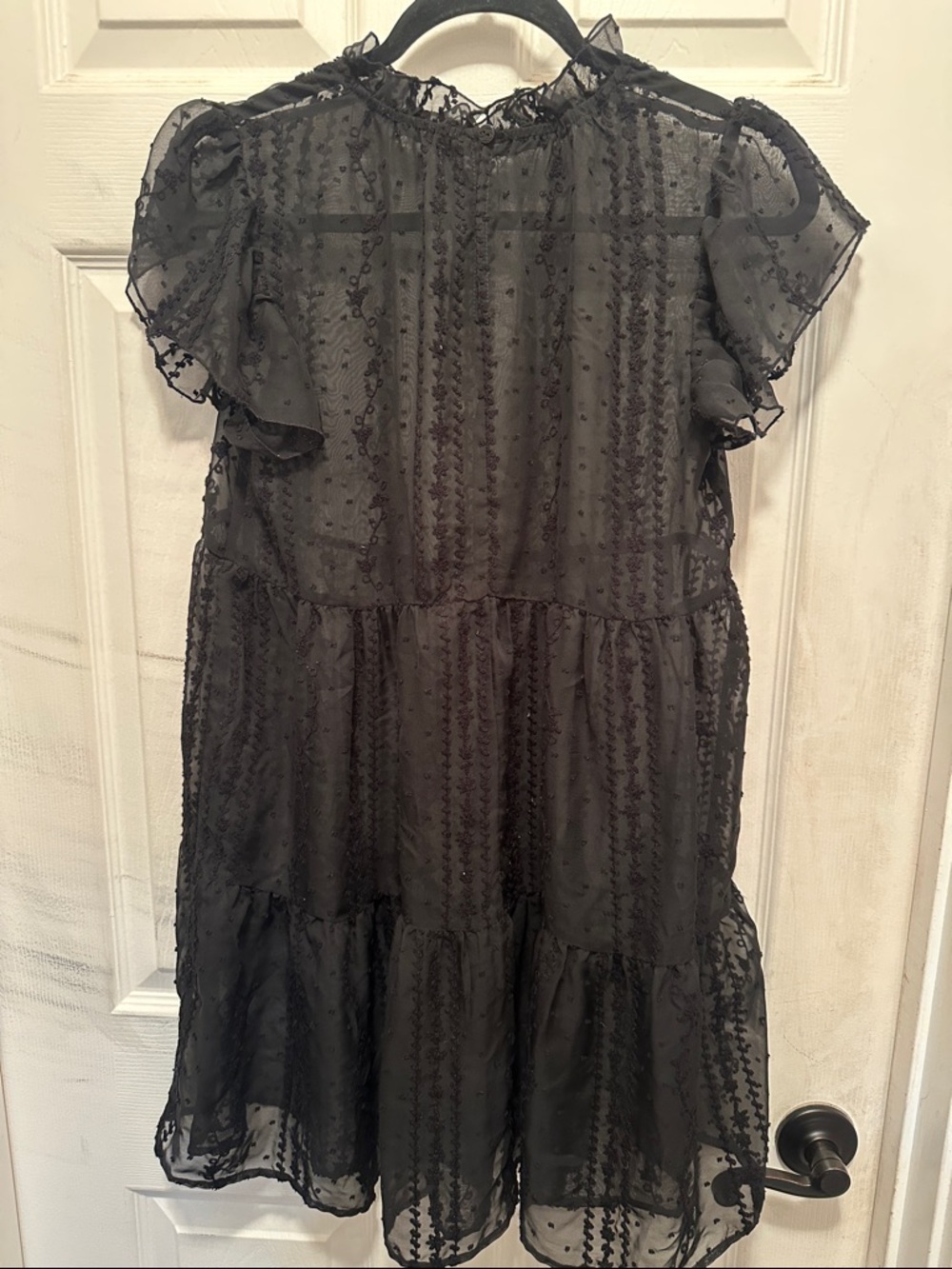Sheer Black Tiered Embroidered Lace Whimsigoth Dress for Layering - Picture 2 of 6
